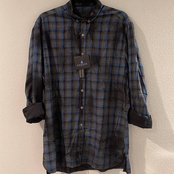 NWT Lanvin spray paint effect checked shirt - Picture 14 of 16